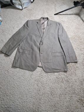 Lauren Ralph Lauren Suit Jacket Mens 48R  Gray Houndstooth Blazer Coat Wool